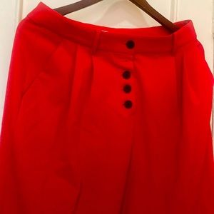 Red pleated pants wit slanted pocket /size 8